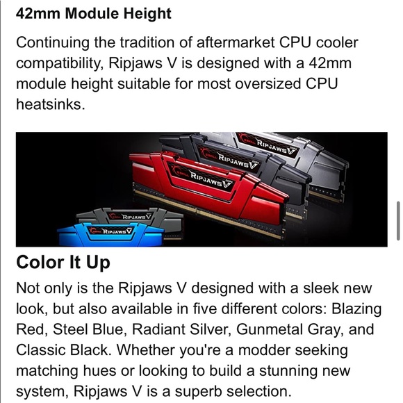 G.Skill Ripjaws V Series 16GB (2 x 8GB) 288-Pin SDRAM (PC4-24000) DDR4 - Picture 8 of 10